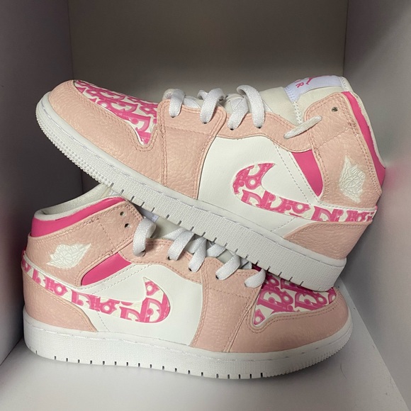 Nike | Shoes | Pink Custom Dior Mid Jordan S | Poshmark